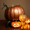Resin Pumpkin Figurine with Cheerful Design