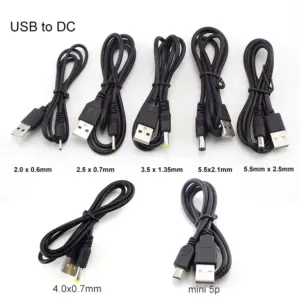 USB to DC Power Extension Cable 50-80cm with Multiple Connectors