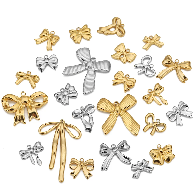 Stainless Steel Bow Knot Charms Set of 5 2 Stainless Steel Bow Knot Charms Set of 5 - Image 2