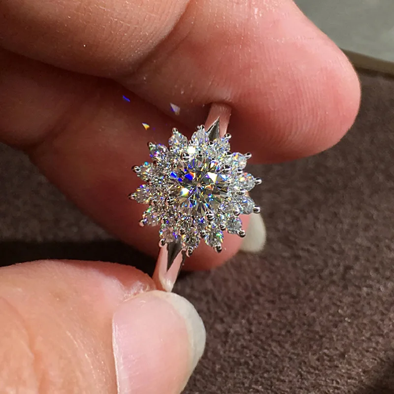 Sunflower Silver Ring with Cubic Zirconia 2 Sunflower Silver Ring with Cubic Zirconia - Image 2