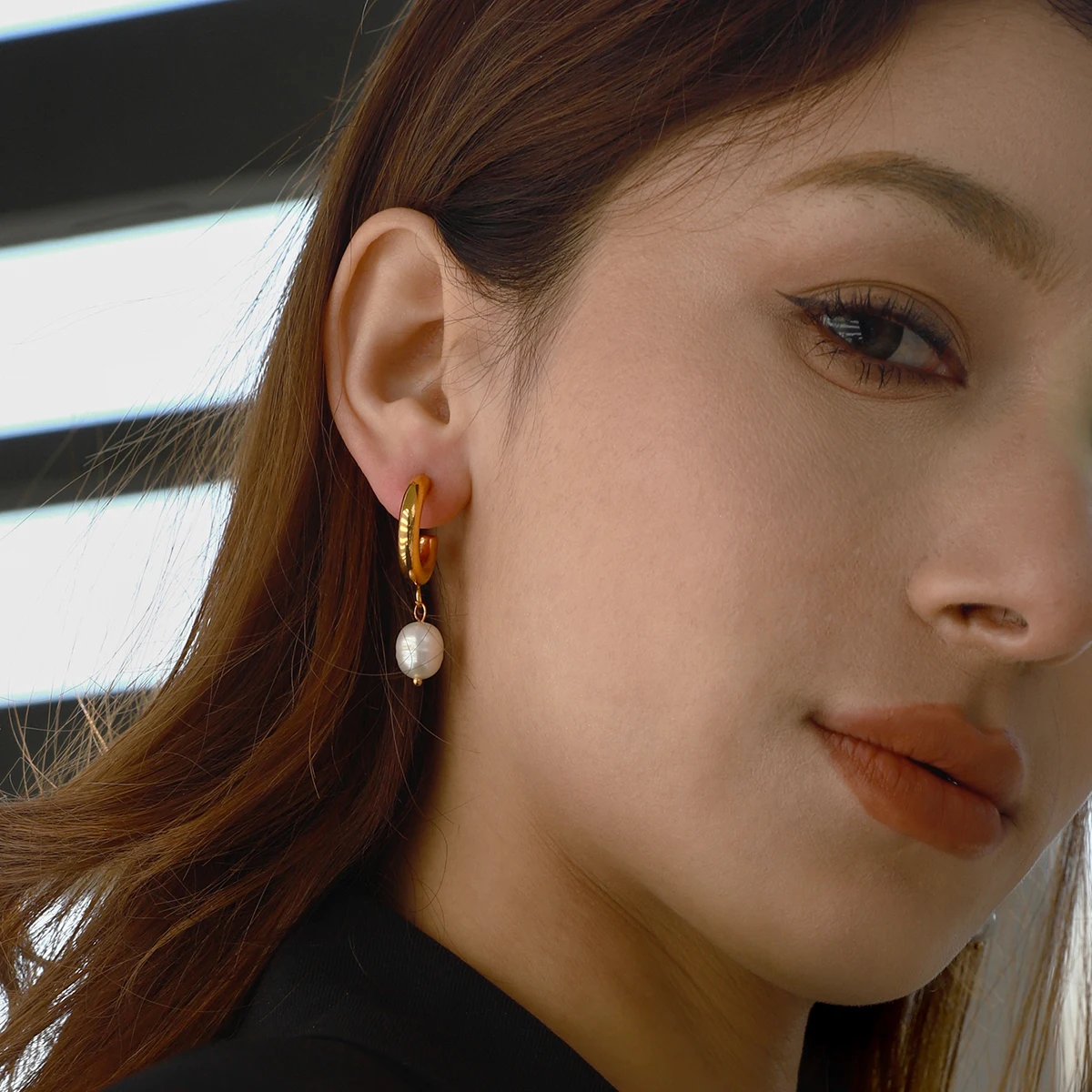 Stainless Steel Pearl Drop Earrings for Women 3 Stainless Steel Pearl Drop Earrings for Women - Image 3