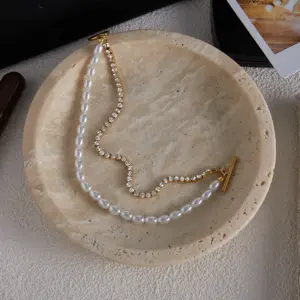 Elegant Stainless Steel Gold-Inlay Pearl Bracelet 10 S2b27d07c5b2e4abf87b5309094aadf96F