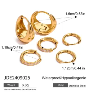 Gold Stainless Steel Elliptical Earrings Set 16 S2b46aff640904e0abd85f54e80932030B