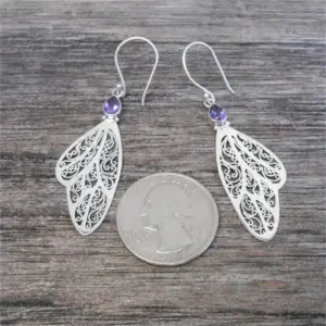 Vintage Silver Drop Earrings with Purple Zircon 10 S2b75380248f84c0184b253650d63ed35x