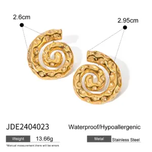 Gold Spiral Hammer Pattern Stainless Steel Earrings 11 S2b96496adba547cf92b3da2734dd7e52j