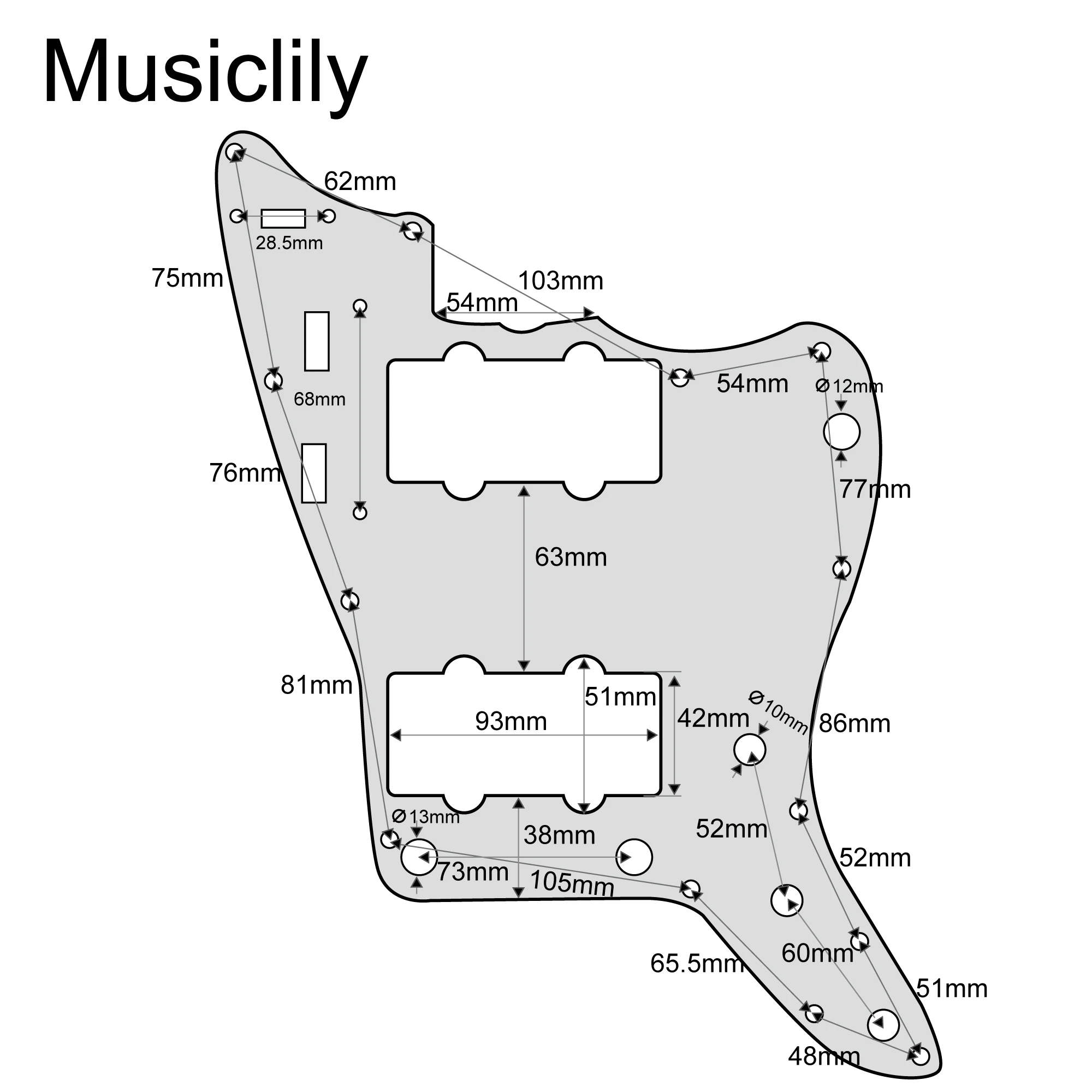 Black Matte Jazzmaster Pickguard for Fender Guitars 2 Black Matte Jazzmaster Pickguard for Fender Guitars - Image 2