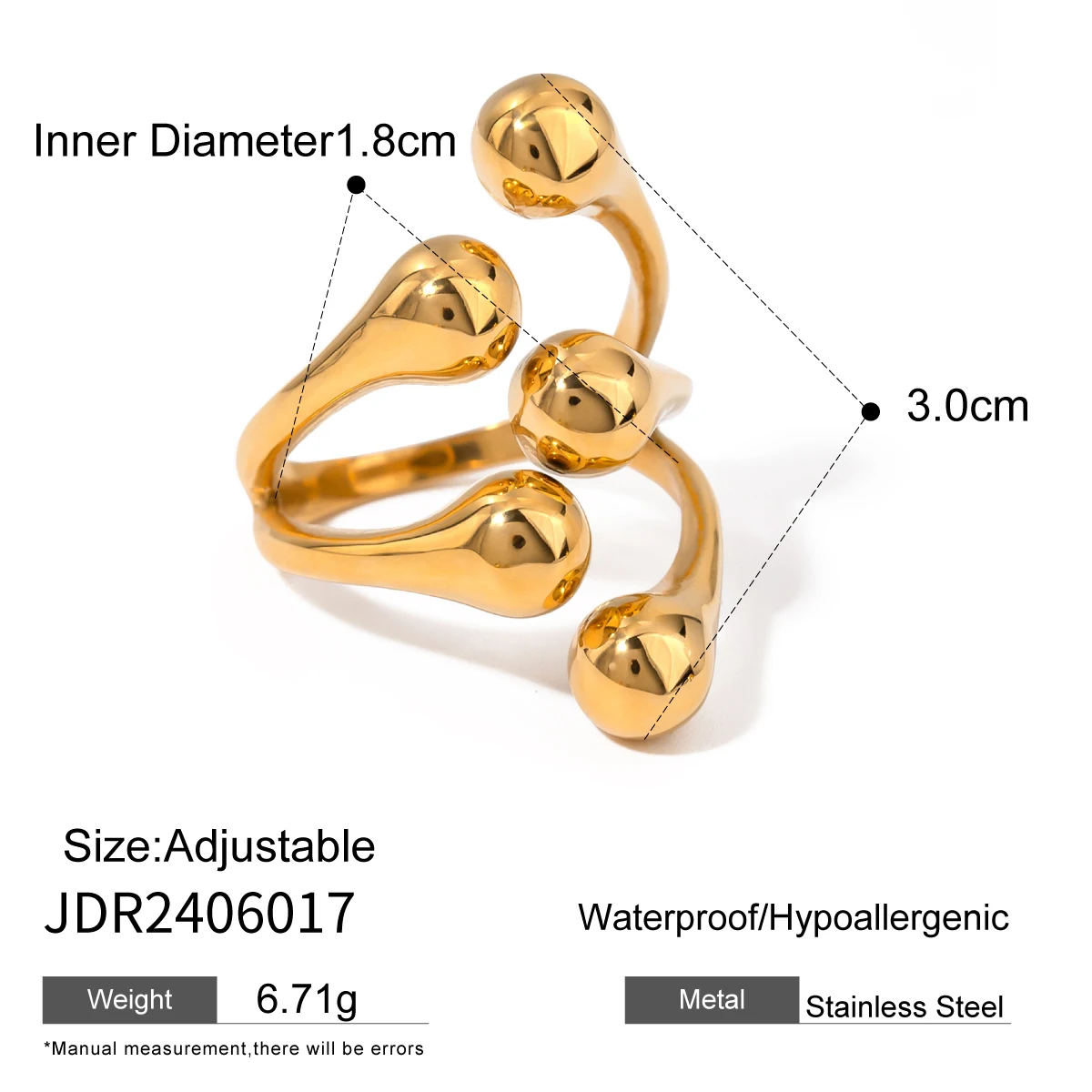 Gold Stainless Steel Open Ring for Women 8 Gold Stainless Steel Open Ring for Women - Image 8