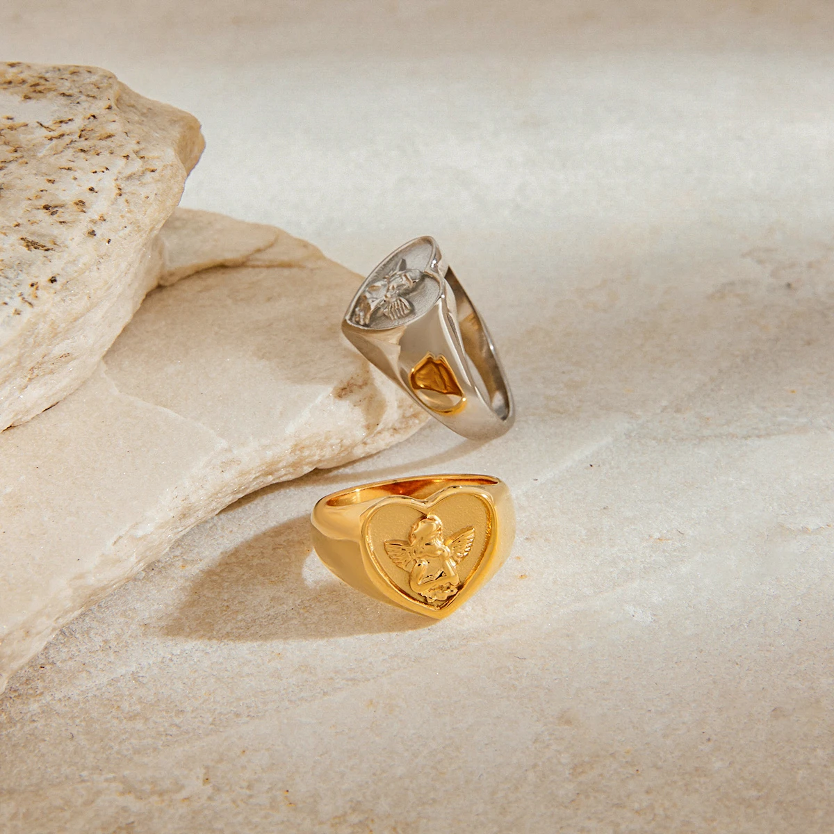 Heart-Shaped Cupid Rings Set for Women 4 Heart-Shaped Cupid Rings Set for Women - Image 4