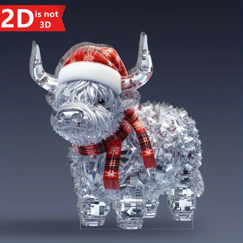 Highland Cow Christmas Figurine in Crystal Finish 4 Highland Cow Christmas Figurine in Crystal Finish - Image 4