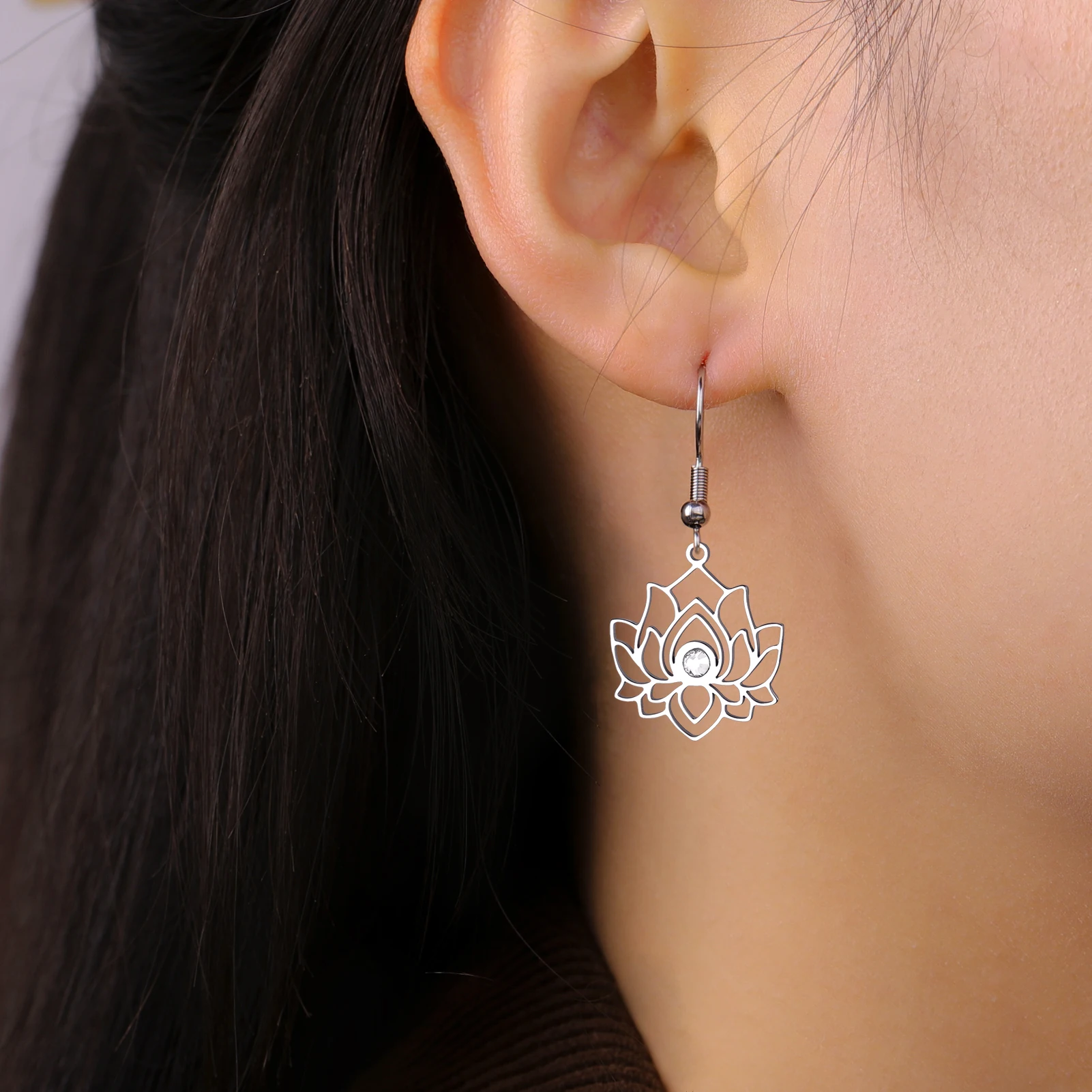 Elegant Lotus Earrings for Women 4 Elegant Lotus Earrings for Women - Image 4