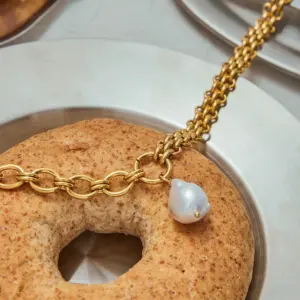 Stainless Steel Gold-Tone Necklace with Pearl 13 S2c315e9ccf784c31b91335a19863af21M