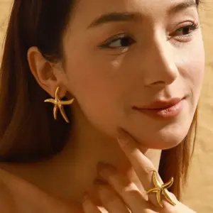 Gold Stainless Steel Earrings Set for Women 11 S2c65f1ac235a4edd96adc23fff98a5bdk