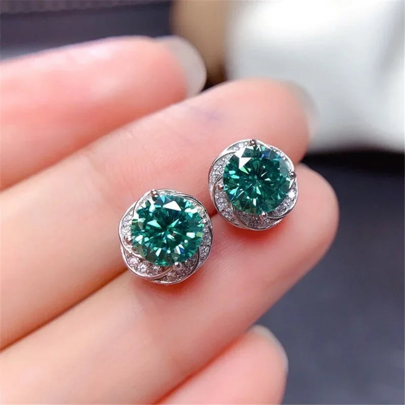 Green Zircon Flower Earrings for Women 2 Green Zircon Flower Earrings for Women - Image 2