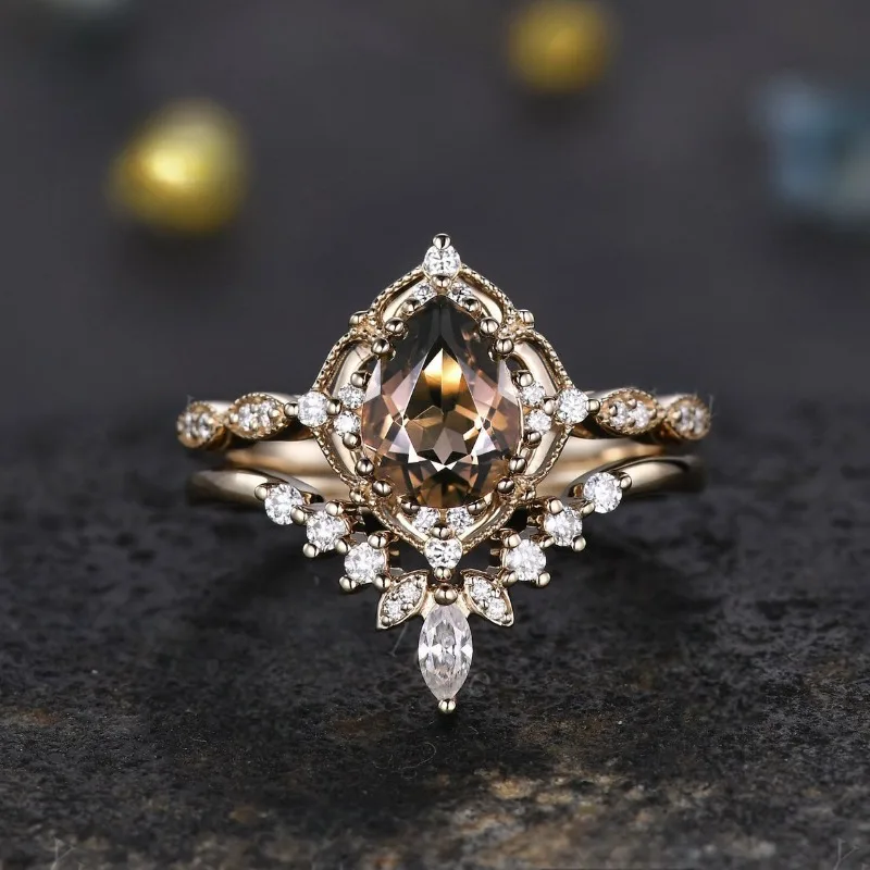 Elegant Waterdrop Zirconia Ring Set for Women 2 Elegant Waterdrop Zirconia Ring Set for Women - Image 2