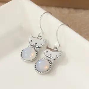 Silver Cat Moonstone Earrings for Women 8 S2cd27e7483314cbdaec09a770c075d3cS