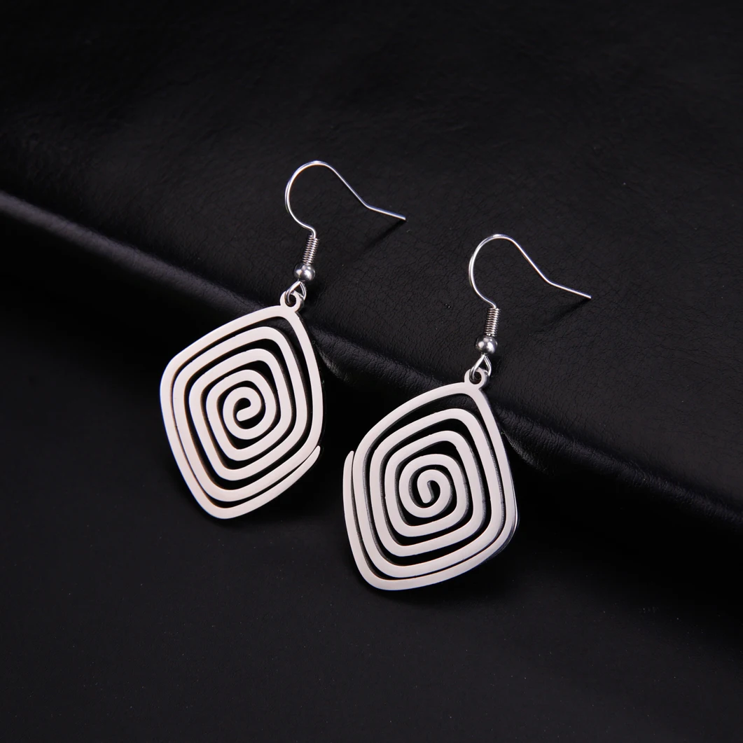 Stainless Steel Geometric Spiral Earrings 8 Stainless Steel Geometric Spiral Earrings - Image 8