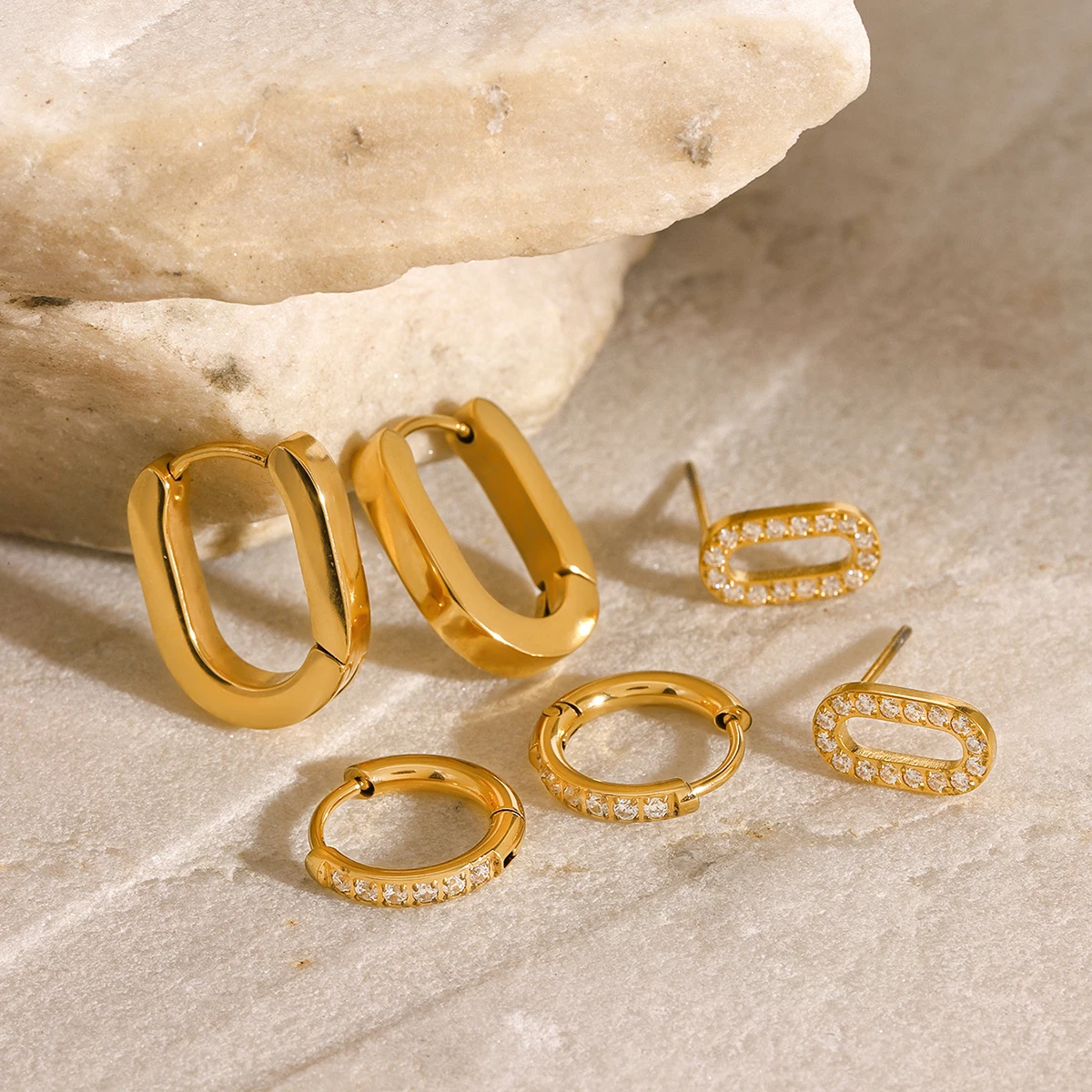 Stainless Steel Geometric U-shaped Earrings 3 Stainless Steel Geometric U-shaped Earrings - Image 3