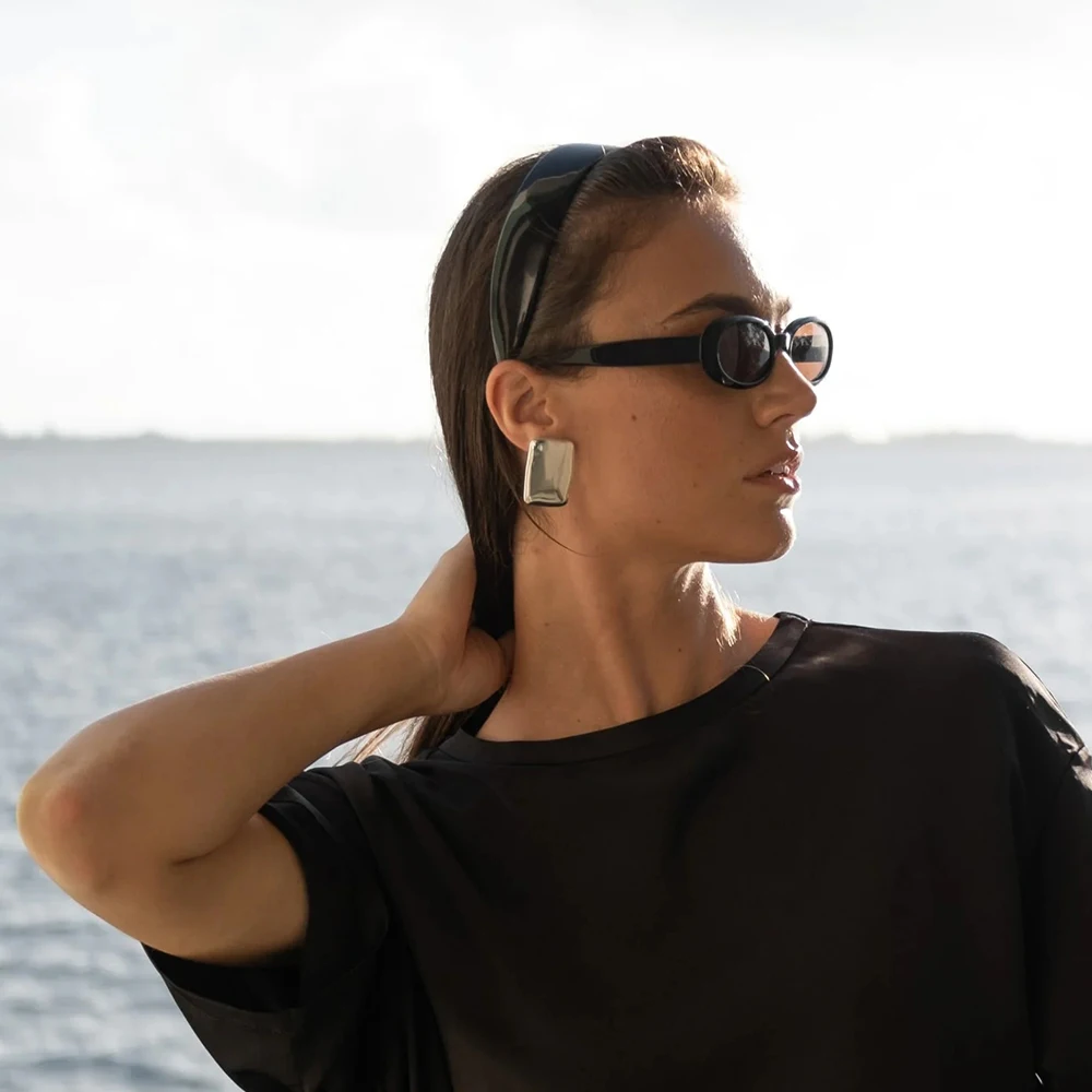 Vintage Gold Stainless Steel Geometric Hoop Earrings 5 Vintage Gold Stainless Steel Geometric Hoop Earrings - Image 5