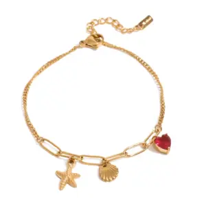 Stainless Steel Gold Bracelet with Charms 14 S2dcebacd6012403ea648db1cf2d91f61l