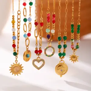 Gold-Tone Stainless Steel Necklace with Beads 10 S2e23d0ec369140f383129d0568abd81ft