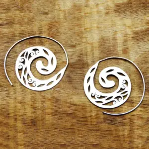 Silver Circular Drop Earrings with Spiral Engraving 3 S2e495af88e6f4bc18ef85b7990f1094aM