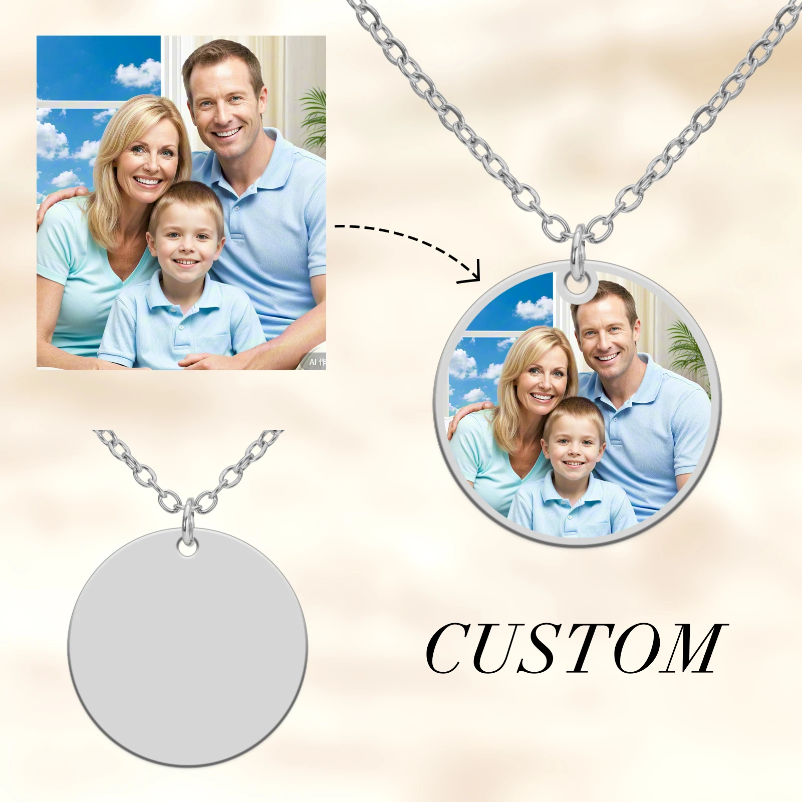 Personalized Stainless Steel Photo Pendant Necklace 2 Personalized Stainless Steel Photo Pendant Necklace - Image 2