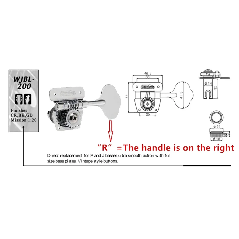 Wilkinson WJBL-200 Black Bass Tuners 6 Wilkinson WJBL-200 Black Bass Tuners - Image 6