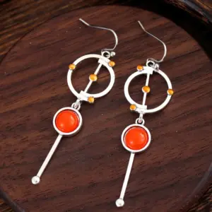 Vintage Silver and Orange Drop Earrings 5 S2ebd87e314384d0caf9e7d875300d6ffb