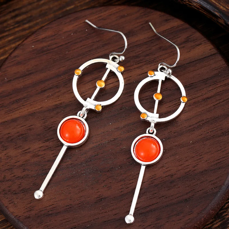 Vintage Silver and Orange Drop Earrings 3 Vintage Silver and Orange Drop Earrings - Image 3