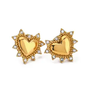 Gold Stainless Steel Heart Earrings JDE2403087