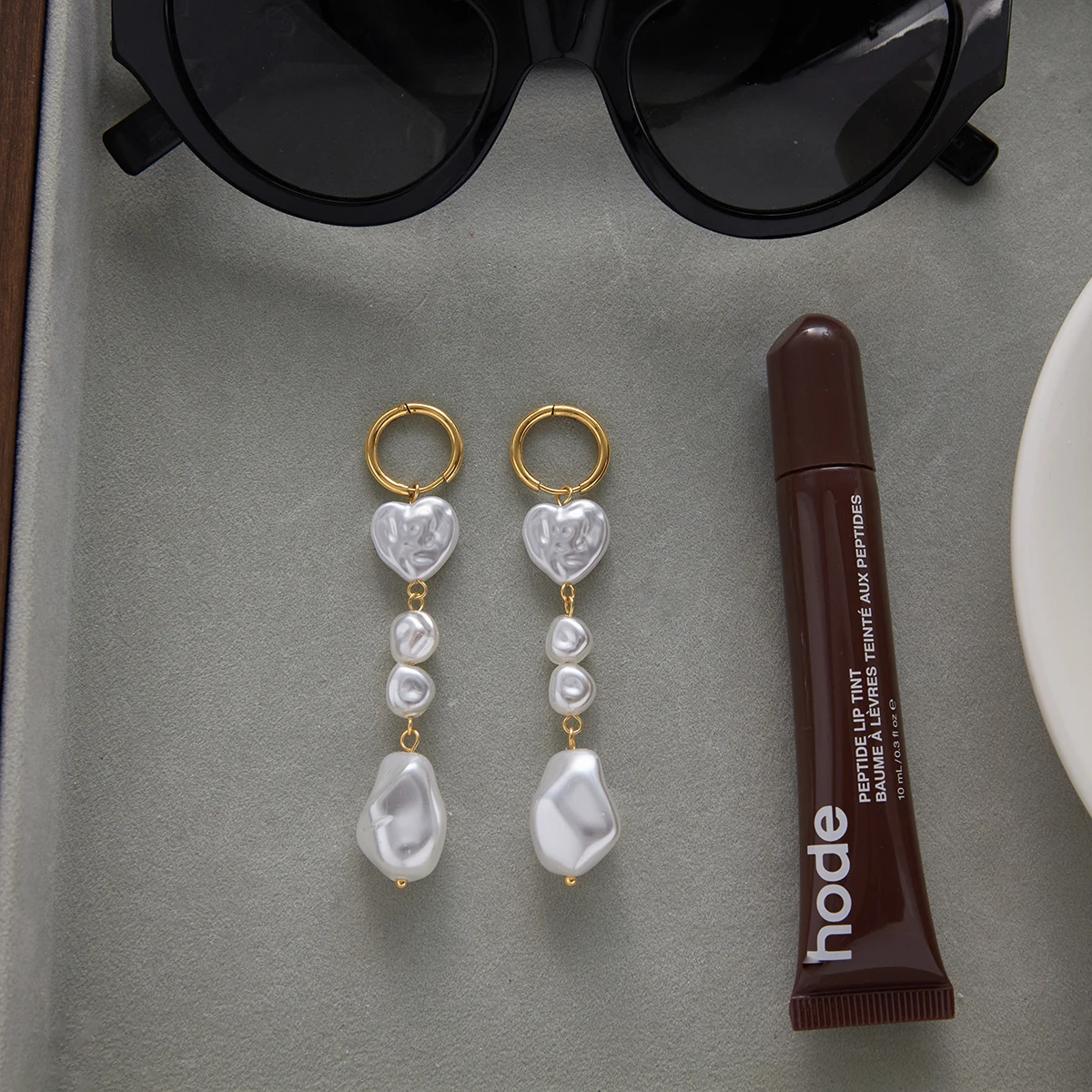 Stainless Steel Pearl Drop Earrings 4 Stainless Steel Pearl Drop Earrings - Image 4