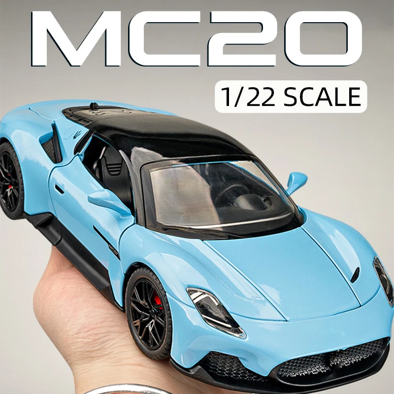 Sky Blue Maserati MC20 Diecast Model 2 Sky Blue Maserati MC20 Diecast Model - Image 2