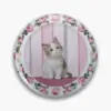 Charm Pink Rose Kitten Brooch 75mm