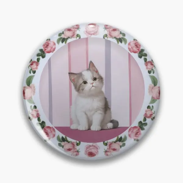 Charm Pink Rose Kitten Brooch 75mm 1 Charm Pink Rose Kitten Brooch 75mm