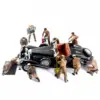 Vintage Car Scene Mini-Doll Model Set