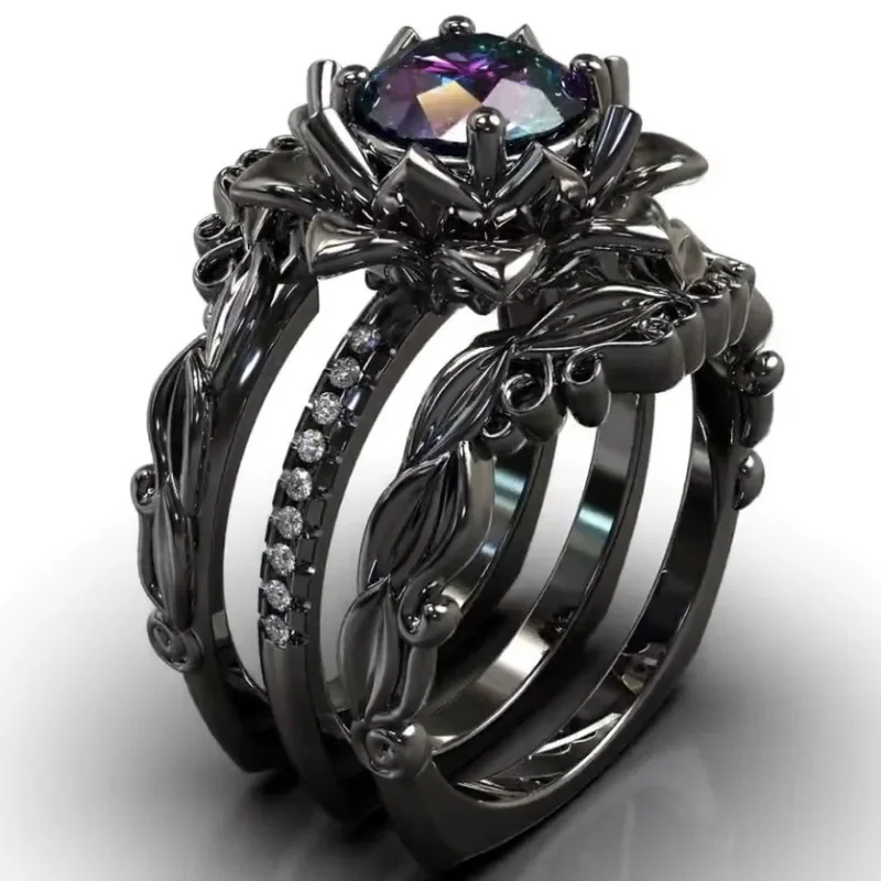 Elegant Floral Hollow Rings Set for Women 3 Elegant Floral Hollow Rings Set for Women - Image 3