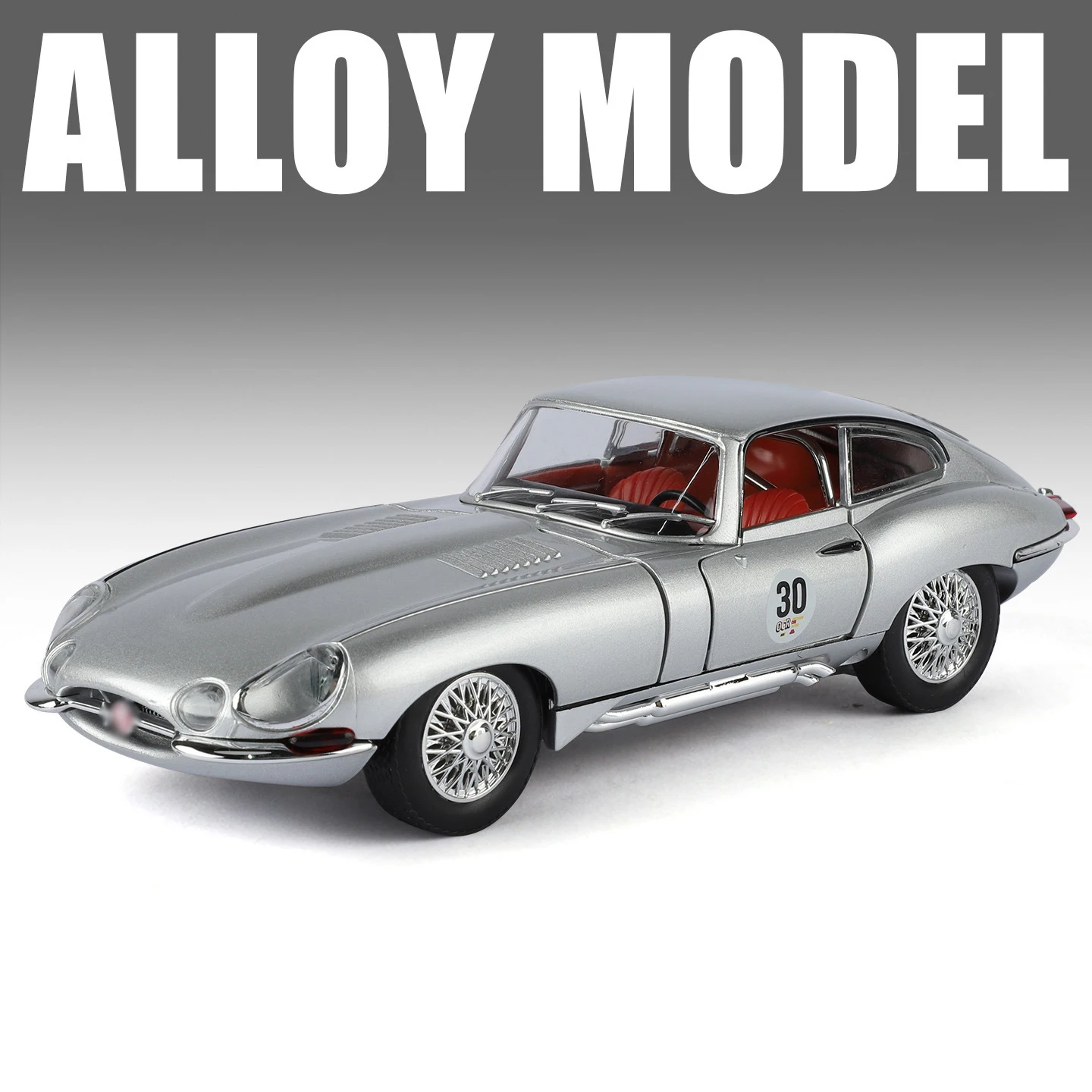 1:24 Silver Jaguar E-type Diecast Model 9 1:24 Silver Jaguar E-type Diecast Model - Image 9