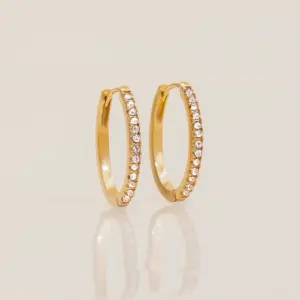 Gold Stainless Steel Hoop Earrings with Zirconia 10 S30b11b3401d7492c83b3bbc129d7efcd7