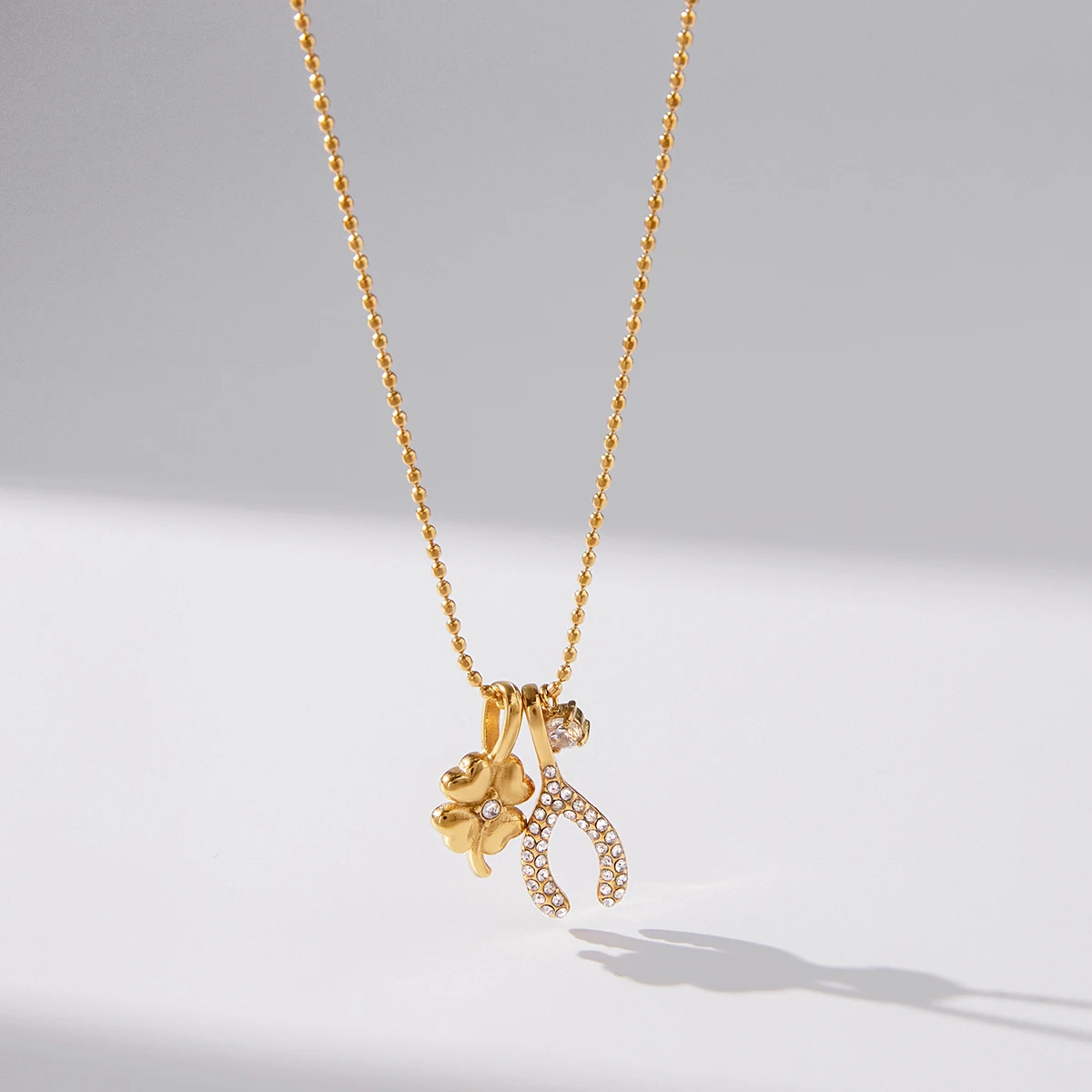 Gold-Tone Stainless Steel Necklace with Charms 6 Gold-Tone Stainless Steel Necklace with Charms - Image 6