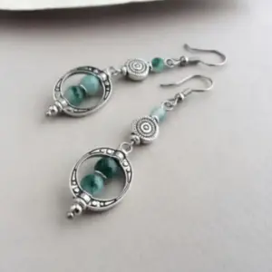 Bohemian Silver Drop Earrings with Green Stones 7 S30dc1c19776c480ca5cde2ca850b1b337