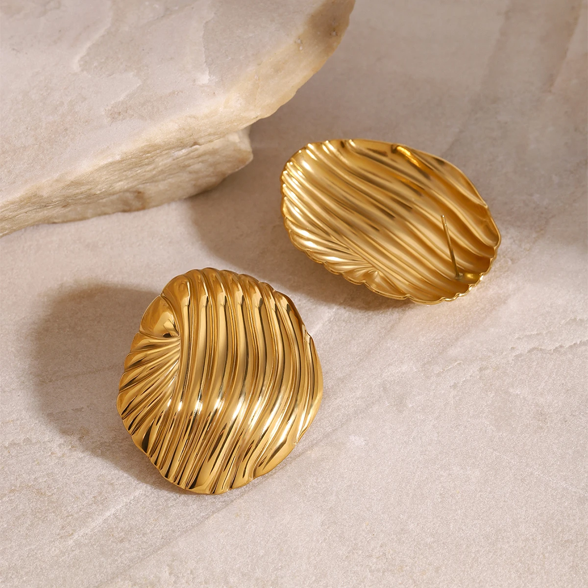 Vintage Gold-Plated Stainless Steel Stud Earrings 5 Vintage Gold-Plated Stainless Steel Stud Earrings - Image 5