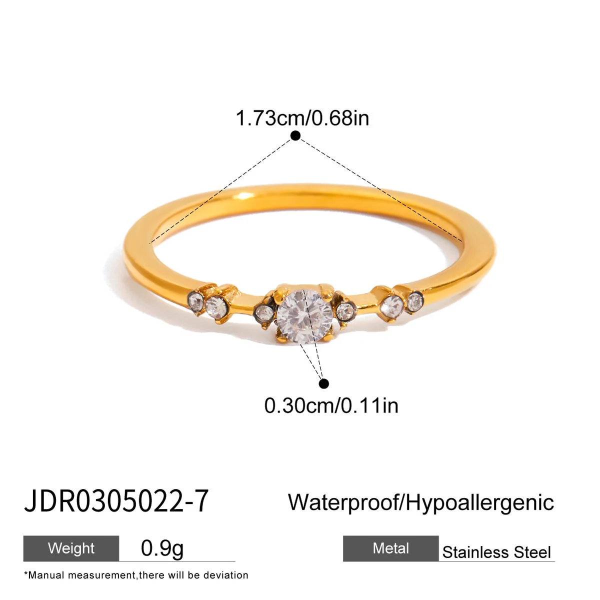 Gold-Coated Stainless Steel Band with Zirconia 8 Gold-Coated Stainless Steel Band with Zirconia - Image 8