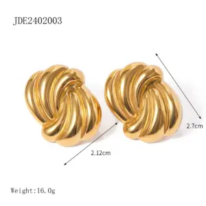 Gold-Tone Stainless Steel Wave Earrings for Women 11 S312997956c0d44948e43543723a5029aG 2