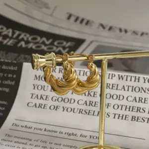 Gold-Tone Stainless Steel Croissant Earrings 11 S31674ee00e7345f288c6f27dee24ba1ea