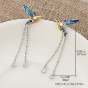 Elegant Silver Copper Hummingbird Earrings 8 S317da6683b70422bb8603dd506140a20Z