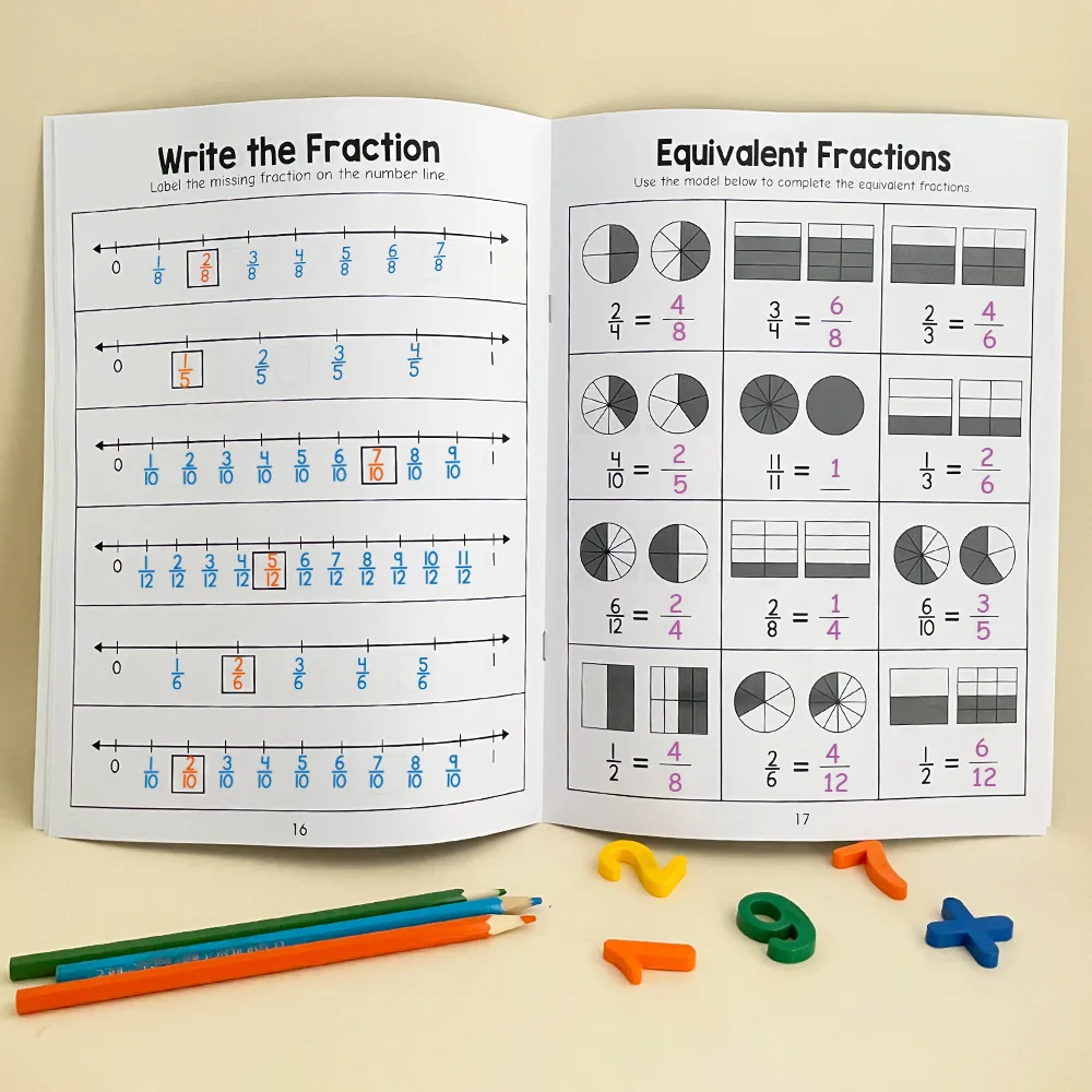 Colorful Fraction Learning Workbook for Kids 5 Colorful Fraction Learning Workbook for Kids - Image 5