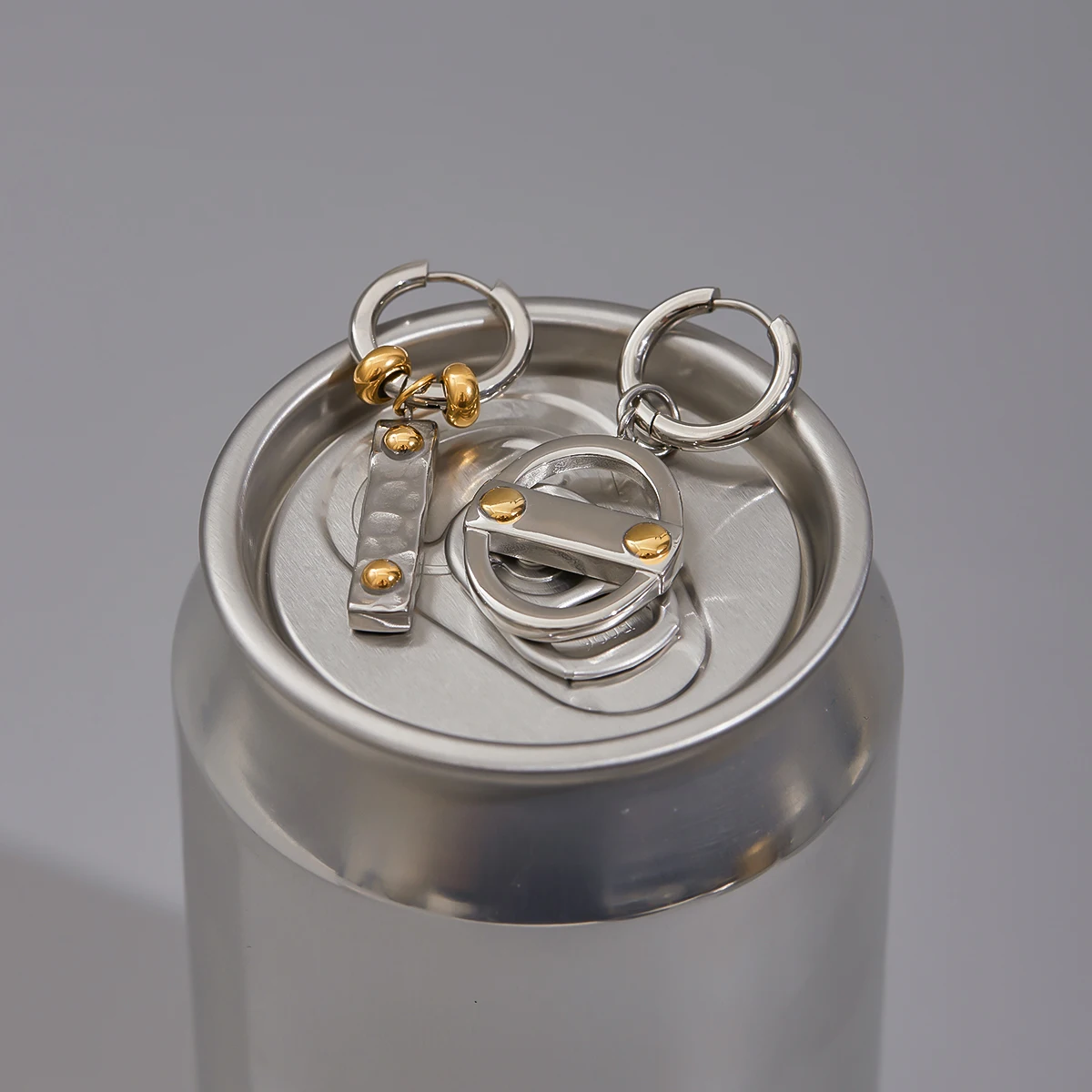 Modern Gold-Tone Stainless Steel Earring 6 Modern Gold-Tone Stainless Steel Earring - Image 6