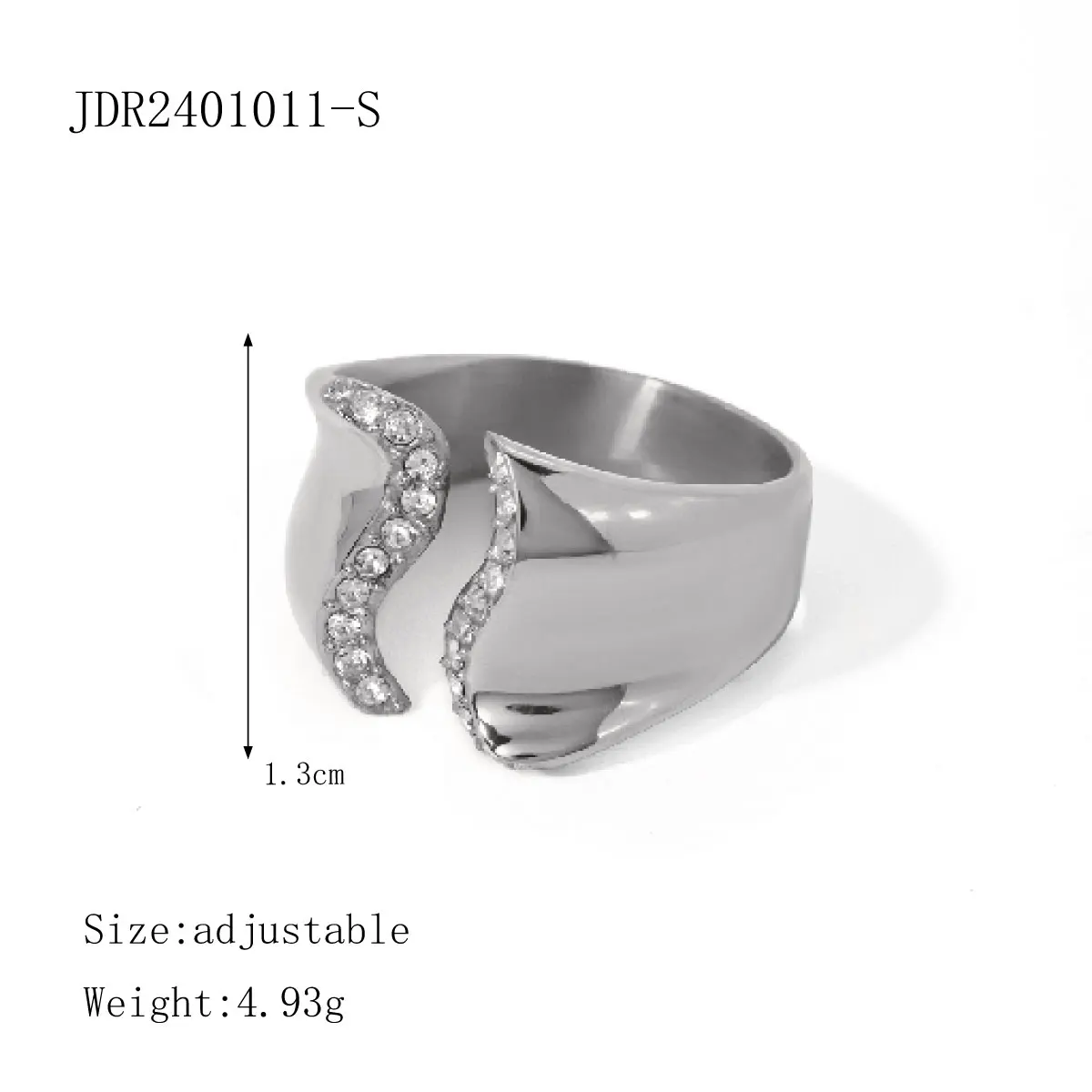 Stainless Steel Modern Open Ring 7 Stainless Steel Modern Open Ring - Image 7