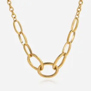 Gold-Tone Stainless Steel Statement Necklace