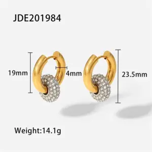 Stainless Steel Gold-Tone Hoop Earrings 17 S31f3940bdc3d4fd8be493e4eda5b42620